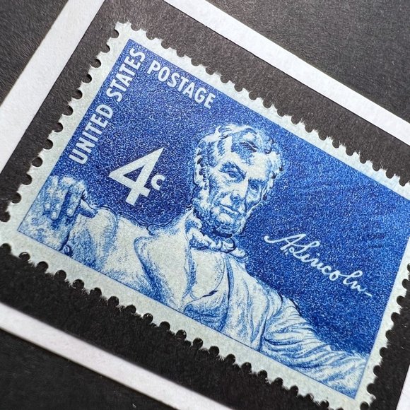 Abraham Lincoln Framed Postage Stamp Art 4x4 USA #1116 - Picture 1 of 4